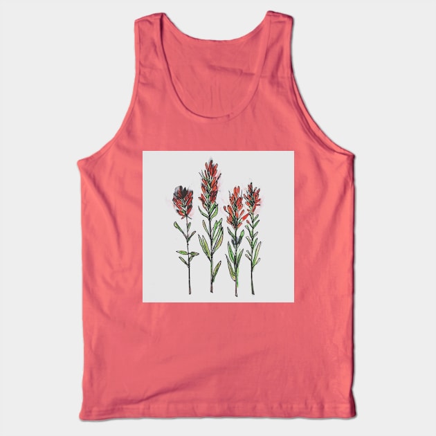 Wildflower Sketch Indian Paintbrush Tank Top by alepekaarts